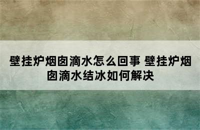 壁挂炉烟囱滴水怎么回事 壁挂炉烟囱滴水结冰如何解决